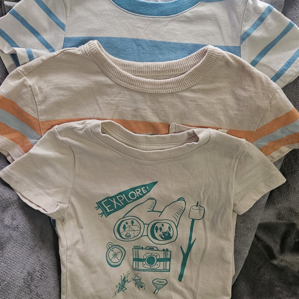 Kids' T-Shirts with Stripes and Explore Print - Picture 2 of 8